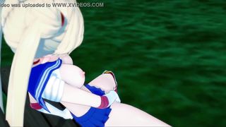 Sailor Moon masturbating in the park at night. Uncensored Hentai.