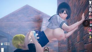 [Personality mechanical and emotionless] AI 〇 woman play erotic video (cute shortcut black hair huge breasts JK edition with naughty scene) Real 3DCG erotic game [hentai game]