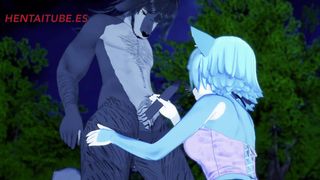Furry Yiff Hentai - Wolf x Kitty Handjob, Blowjob & Fuck in the park with multiple cumshot