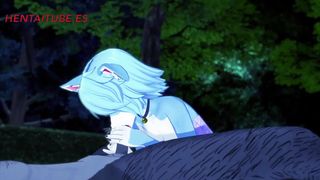 Furry Yiff Hentai - Wolf x Kitty Handjob, Blowjob & Fuck in the park with multiple cumshot