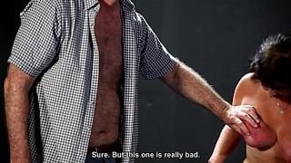 Blonde fit girl punished with riding crop