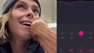 Cumming hard in grocery store with Lush remote controlled vibrator
