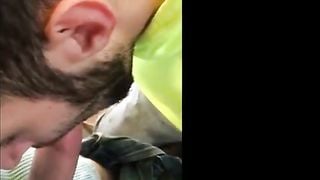 Hungry builder sucking dick