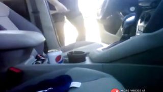 Bear in thigh high nylons jerking off in the car at the park