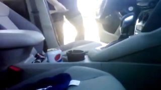 Bear in thigh high nylons jerking off in the car at the park