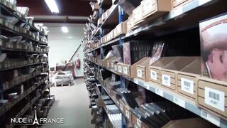 A sexy, nympho boss is banging an applicant right in the middle of the warehouse.