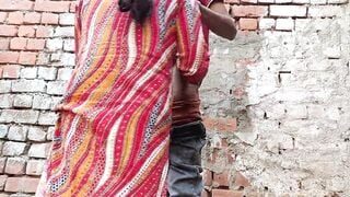 Indian Desi village hot girl called her boyfriend and fucked her in the open behind the house.