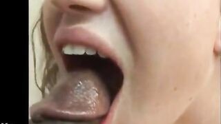 Interracial swallow cum