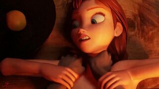Fucks Frozen Anna's Narrow Asshole Hard and Creampie 3D Animation