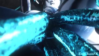 Cortana gets her pussy stretched wide open by 4 slimy rods