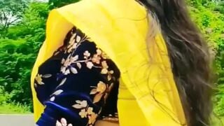 KANNAD village hot girl called her boyfriend and fucked her in the open behind the house amateur Homemade big tits