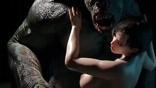 Scary monster fucks sexy girl.