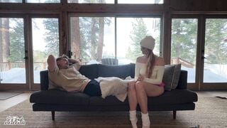 Keeping my sister's bff warm with my dick in a snowy cabin