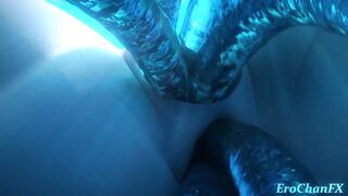 Slimy rods go into Frieren's ass and come out of her mouth!