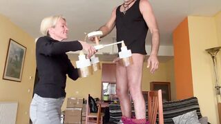 HOT WIFE FUCKS WITH THE ELECTRICIAN AND HER HUSBAND WORKING