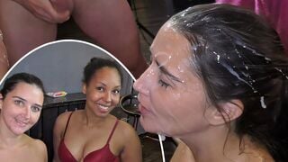 Black and white cumslut duo