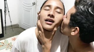 My stepbrother rests and I ask him to play with me and we end up warming up and each other