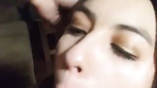 Tied up Girlfriend Sucks Dick