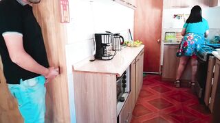 stepson fucked his stepmother in the kitchen