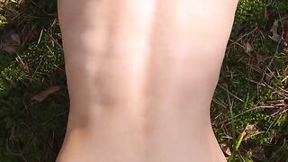 Perfect body girl gets cum in her ass outdoor