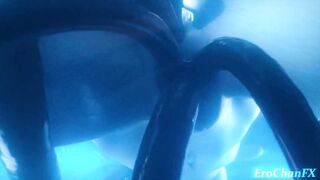 Clorinde gets her holes filled by 6 big slimy thingies