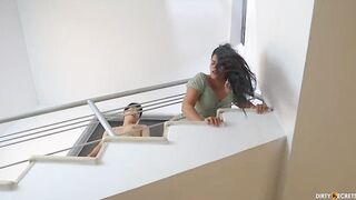 MY MAID GETS STUCK IN THE STAIRCASE AND I FUCK HER