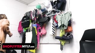 Lustful LPO Tells The Desperate MILF Shoplifter He Might Look Away If She Plays With His Cock