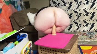 BBW Big Juicy Ass Riding Huge Dildo. Teasing Hard Cock