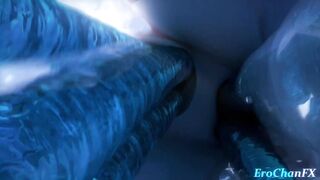 Honkai Acheron gets both of holes penetrated while covered in hot cum