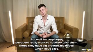 Lucky stud gets to fuck two amazing dark-haired babes and play with their busty boobs,round butts