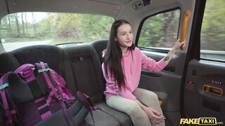 Fake Taxi Brunette is gagging for a big cock to stretch her tight pussy after being released from pr