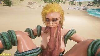 Monster licks the blonde in every hole