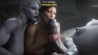 Two big dicks greatly surprised the MILF.. Hot animation 3d futa threesome.