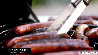 VIXENPLUS Bombshell MILF Brandi cheats on her husband while he listens