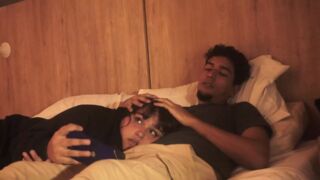 I go to bed alone to watch a movie and my stepbrother comes to see it with me