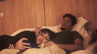 I go to bed alone to watch a movie and my stepbrother comes to see it with me