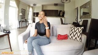 Beautiful black girl starts shy and goes wild at modeling casting call!