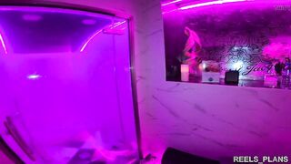 Big ass Italian girl met on the street, massaged in the sauna and anal fucked by 2 strangers