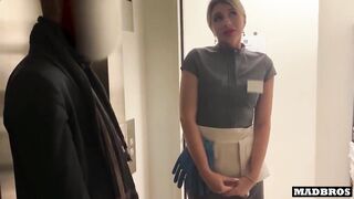 Ukrainian Cleaning Lady Caught Stealing and Pounded Hard in the Toilet!!!