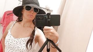 Hot amateur wife fitting room hairy pussy, big nipples. Sexy brunette hairy pussy, big ass, big tits, big nipples.