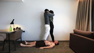 Couple Dominate and Trample Slave in Hotel (preview)