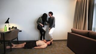 Couple Dominate and Trample Slave in Hotel (preview)
