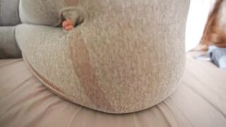 Step sister caught me jerking off and I fucked her through a hole in her leggings