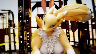 Judy Hopps and Renamon is working out