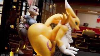 Judy Hopps and Renamon is working out