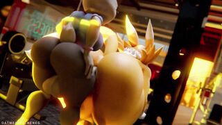 Judy Hopps and Renamon is working out