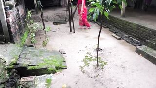 I see my step aunty going into the bathroom to urine but I grabbed her behind and started fucking her