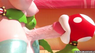 FUTA Princess Peach cumming from deepthroat blowjob 3D animation