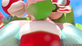 FUTA Princess Peach cumming from deepthroat blowjob 3D animation