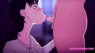 Experienced bitch helps young guy get hard and sucks him dry